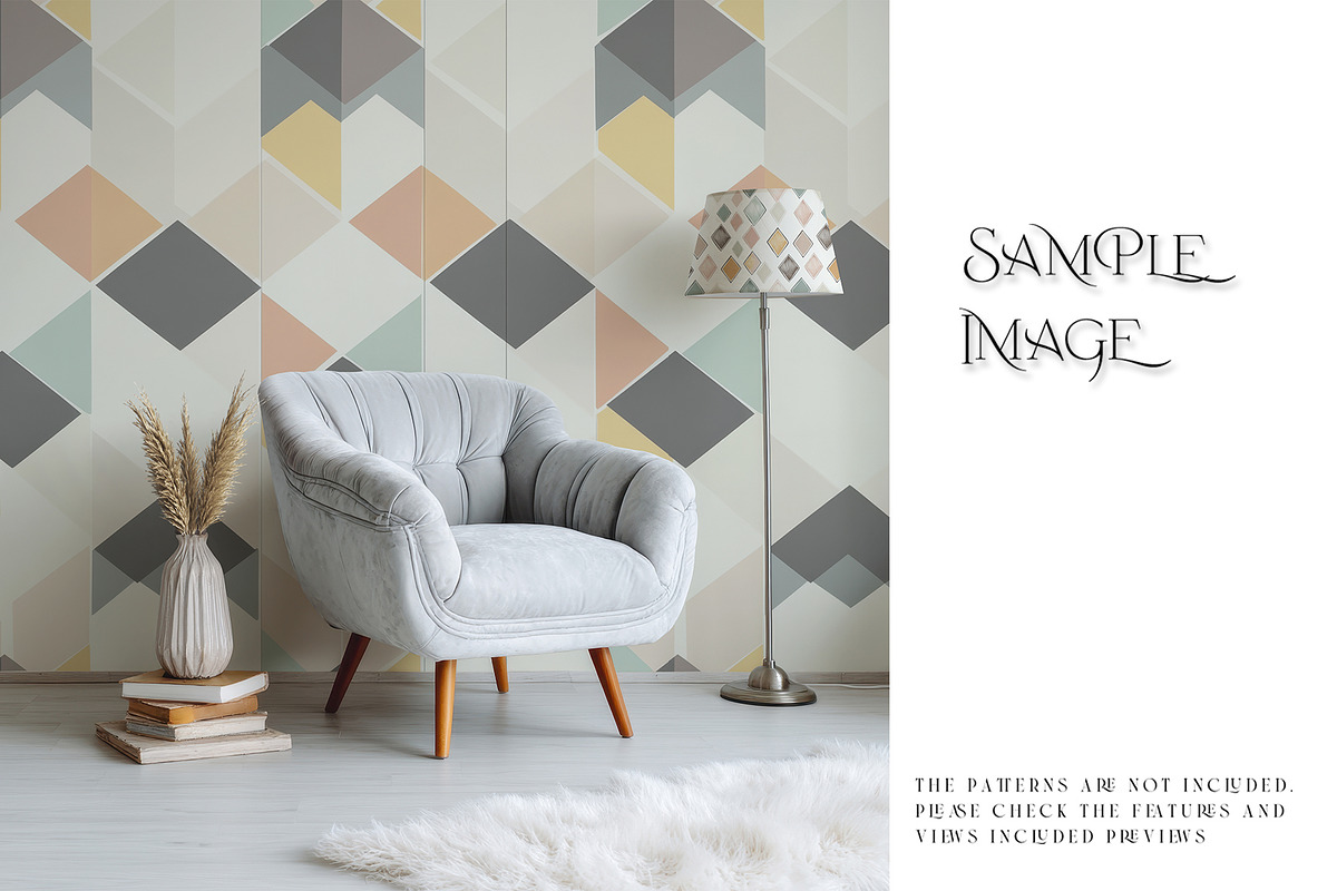 Living Room Wallpaper Mockups, a Product Mockup by mock-ups (Photo 4 of 16)