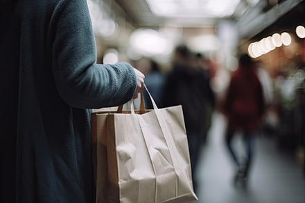 Woman holding paper shopping bags in, a Photo by Iftikhar Alam