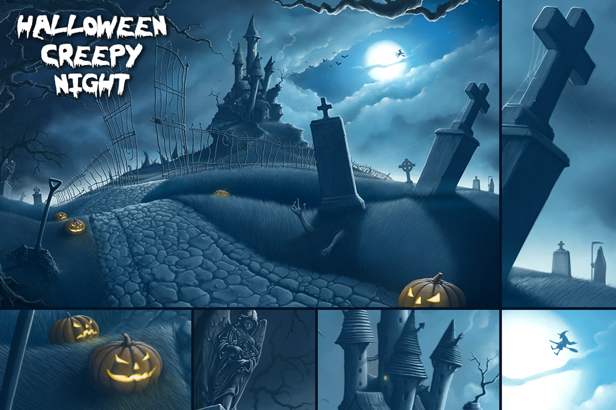 Halloween creepy night, an Illustration by Giordano Aita Graphics (Photo 1 of 2)