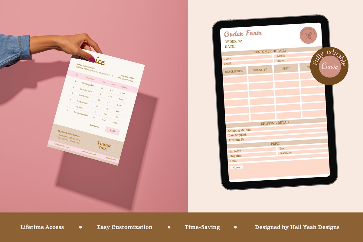 Invoice & Order Form Canva Templates, a Stationery Template by Hell Yeah Designs (Photo 2 of 5)