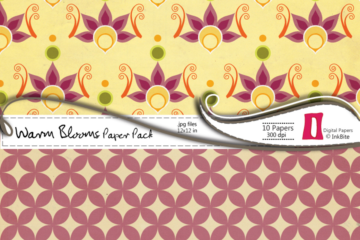 Warm Blooms Digital Papers preview 2