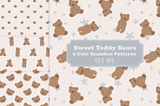 6 Teddy Bears Seamless Patterns, a Pattern Graphic by Kokoshka (Thumbnail 1 of 9)
