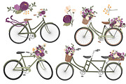 Plum Floral Bicycle Vector Clipart, an Illustration by Amanda Ilkov (Thumbnail 5 of 5)
