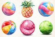 Watercolor Summer Ball Clipart, an Illustration by Libby Wishes (Thumbnail 3 of 5)