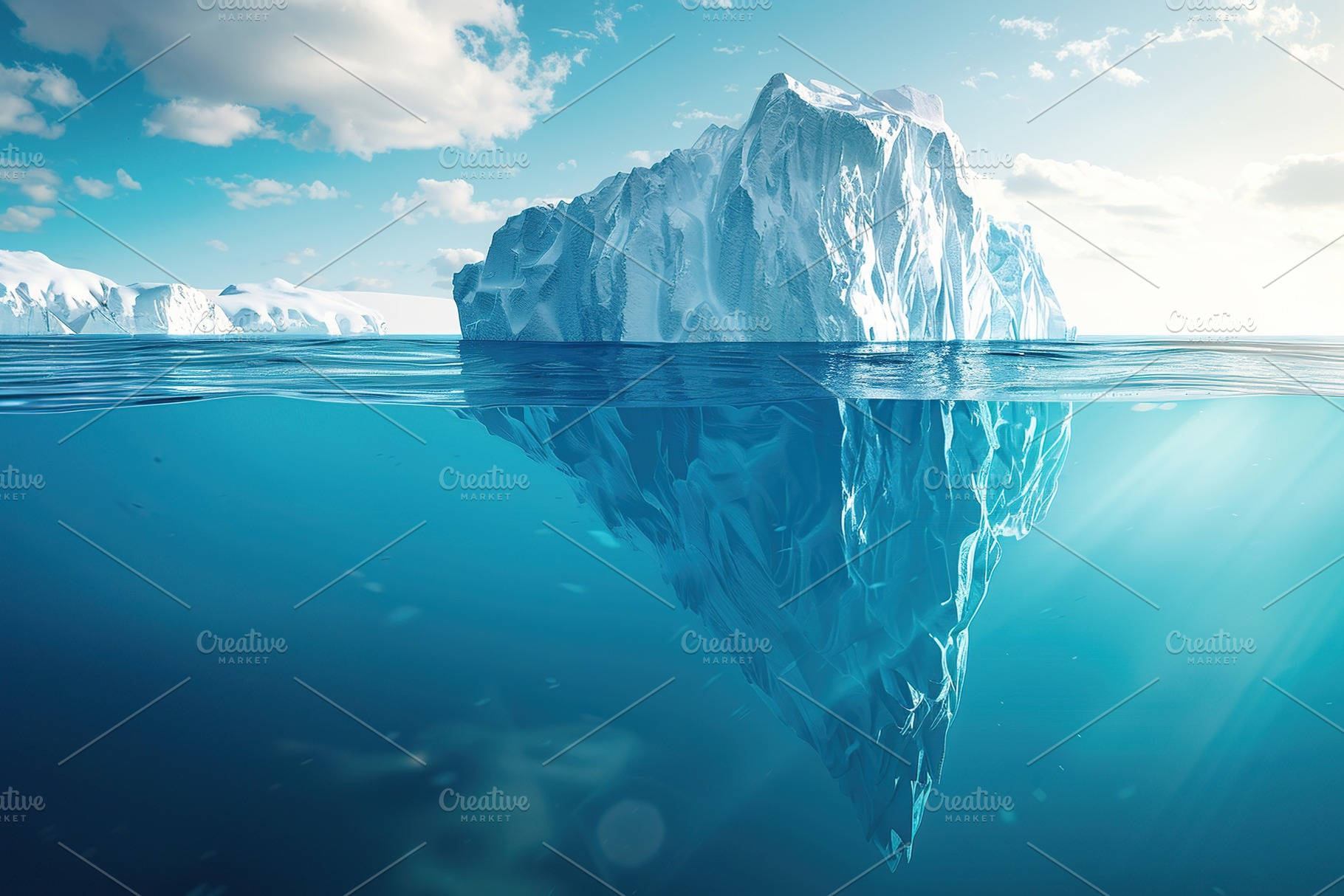 Huge iceberg with underwater view, a Photo by AlyaAnd