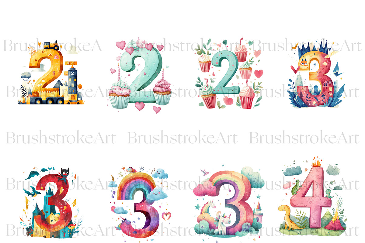 Numbers Clipart, Watercolor Numbers, an Education Illustration by BrushstrokeArtGB (Photo 3 of 9)