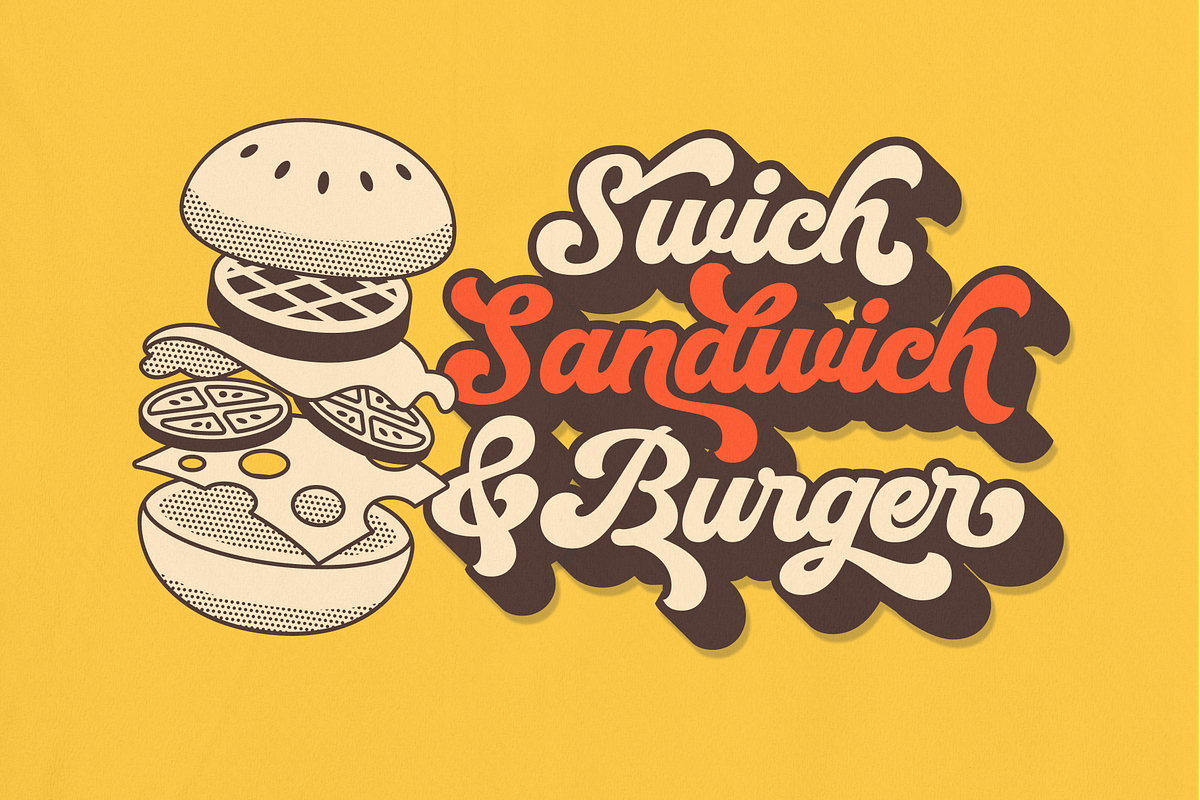 Mucky Script - Retro Groovy Font, a Script Font by Holyline Design (Photo 7 of 14)