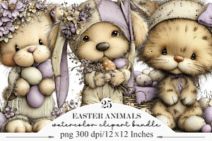 Whimsical Easter Animal Clipart, an Illustration by Designking