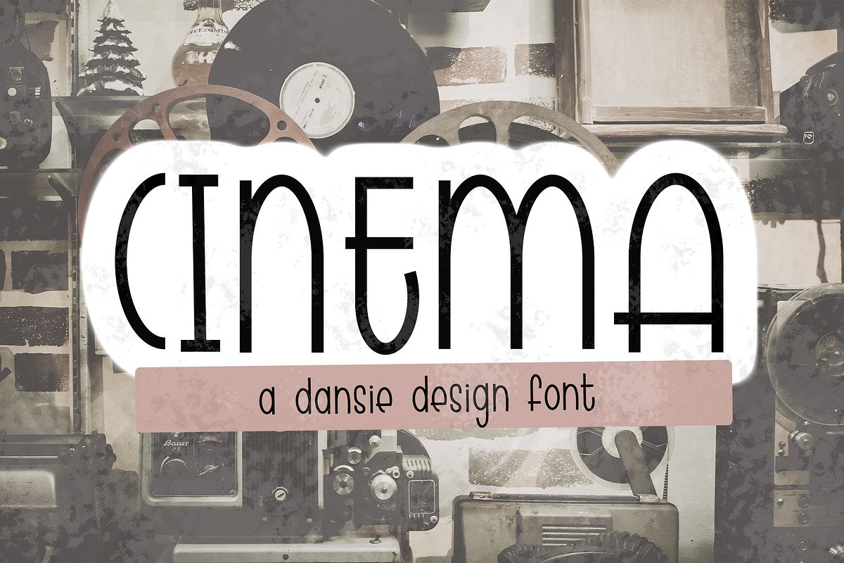 CINEMA - regular + outline, a Sans Serif Font by Dansie Design (Photo 1 of 8)