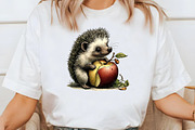 Cute Hedgehog with Apples PNG, a Seasonal Illustration by Designworld (Thumbnail 7 of 9)