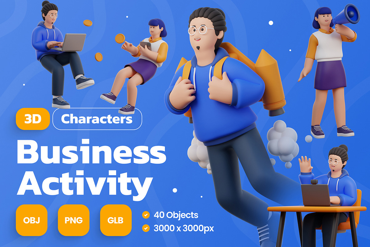 3D Business Activity Characters, a Characters & Person 3D Model by Rakata Studio (Photo 1 of 4)