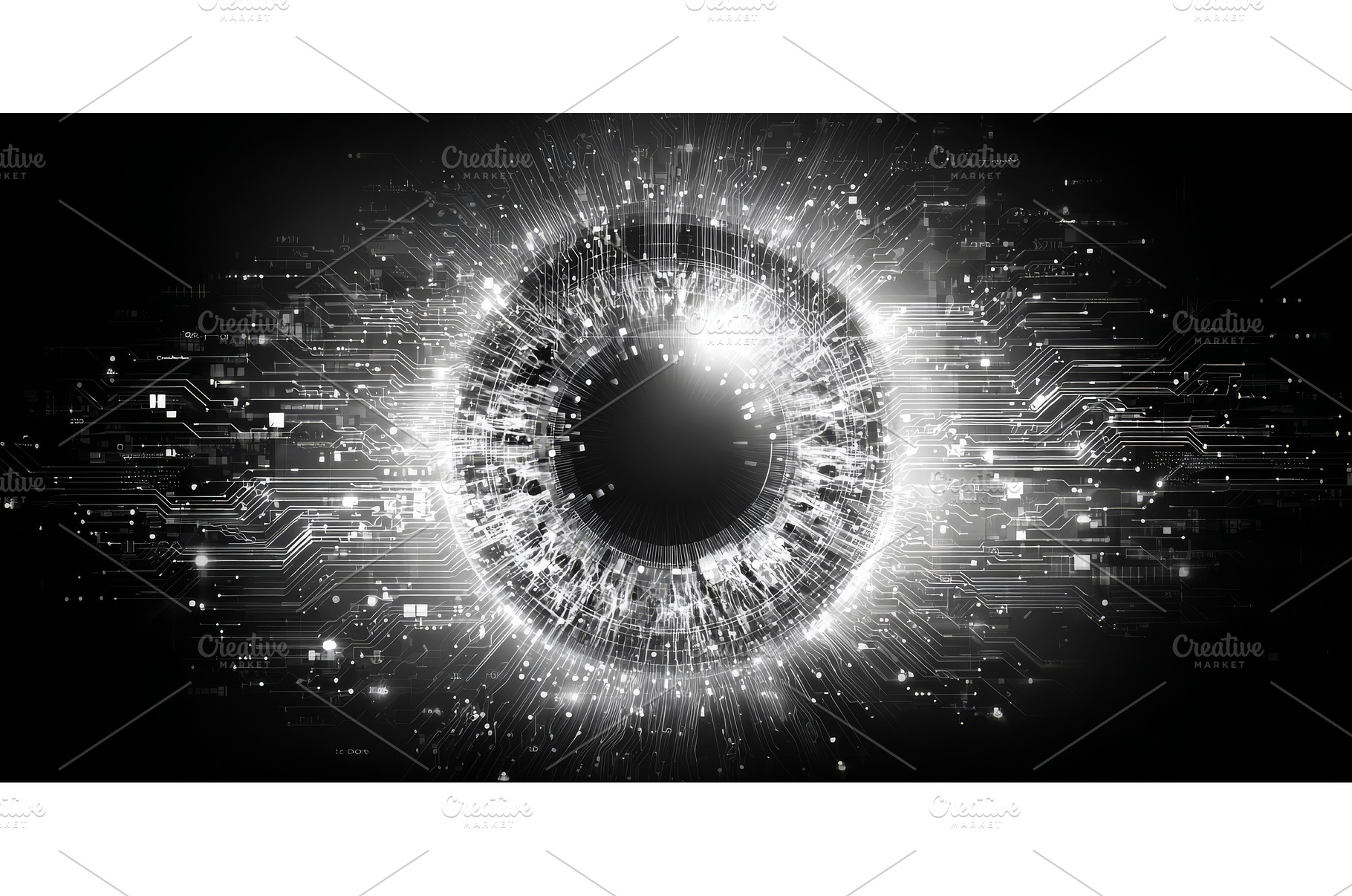 The picture depicts a human eye in, a Technology Photo by ZinetroN