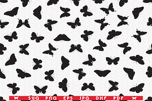 SVG Butterflies,Seamless Silhouettes