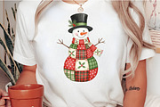 Boho Retro Patchwork Christmas Snowm, an Illustration by Craft Nest (Thumbnail 2 of 6)