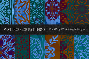 Orange and Blue Watercolor Pattern