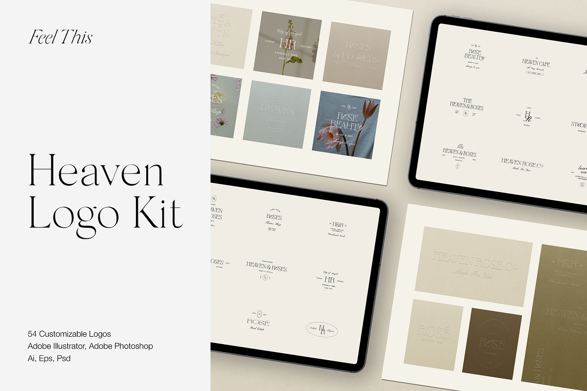 Heaven Minimal Logo Kit Ai Eps Psd, a Branding & Logo Template by Feel This (Photo 1 of 15)