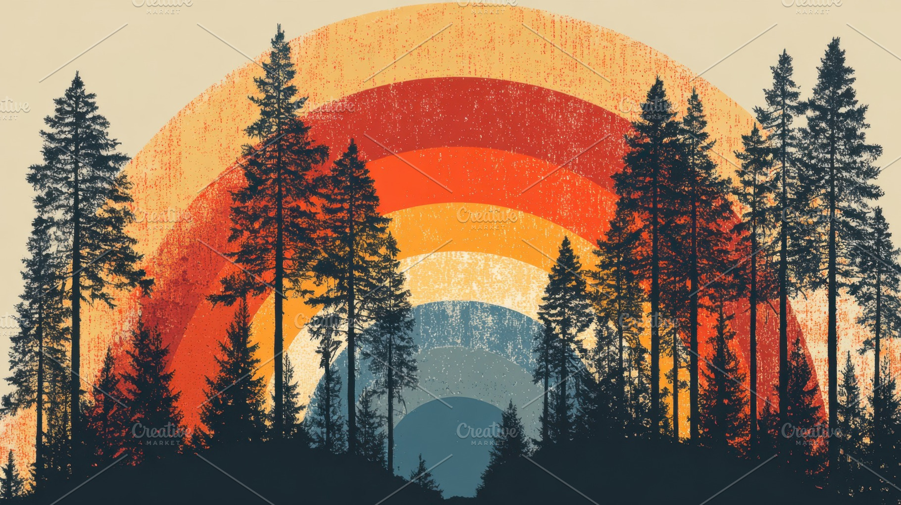 Colorful sunset over a forest, a Photo by Beautiful things