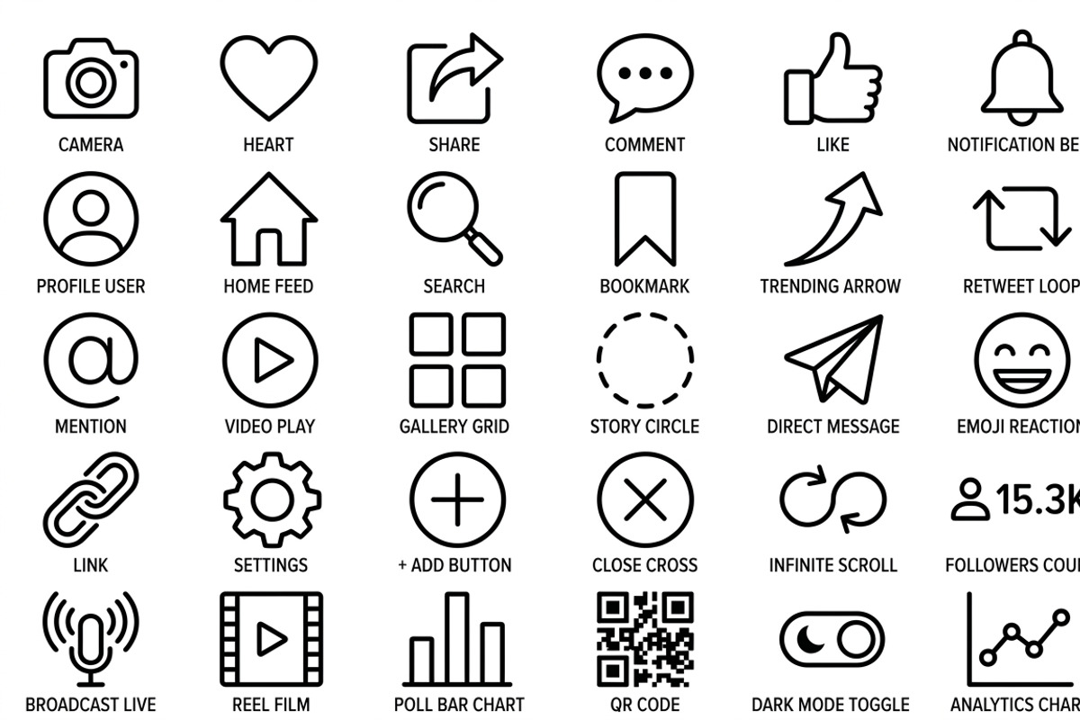 21 Vector EPS Social Media Outline, an Outline Icon by adenpinkstore (Photo 1 of 14)