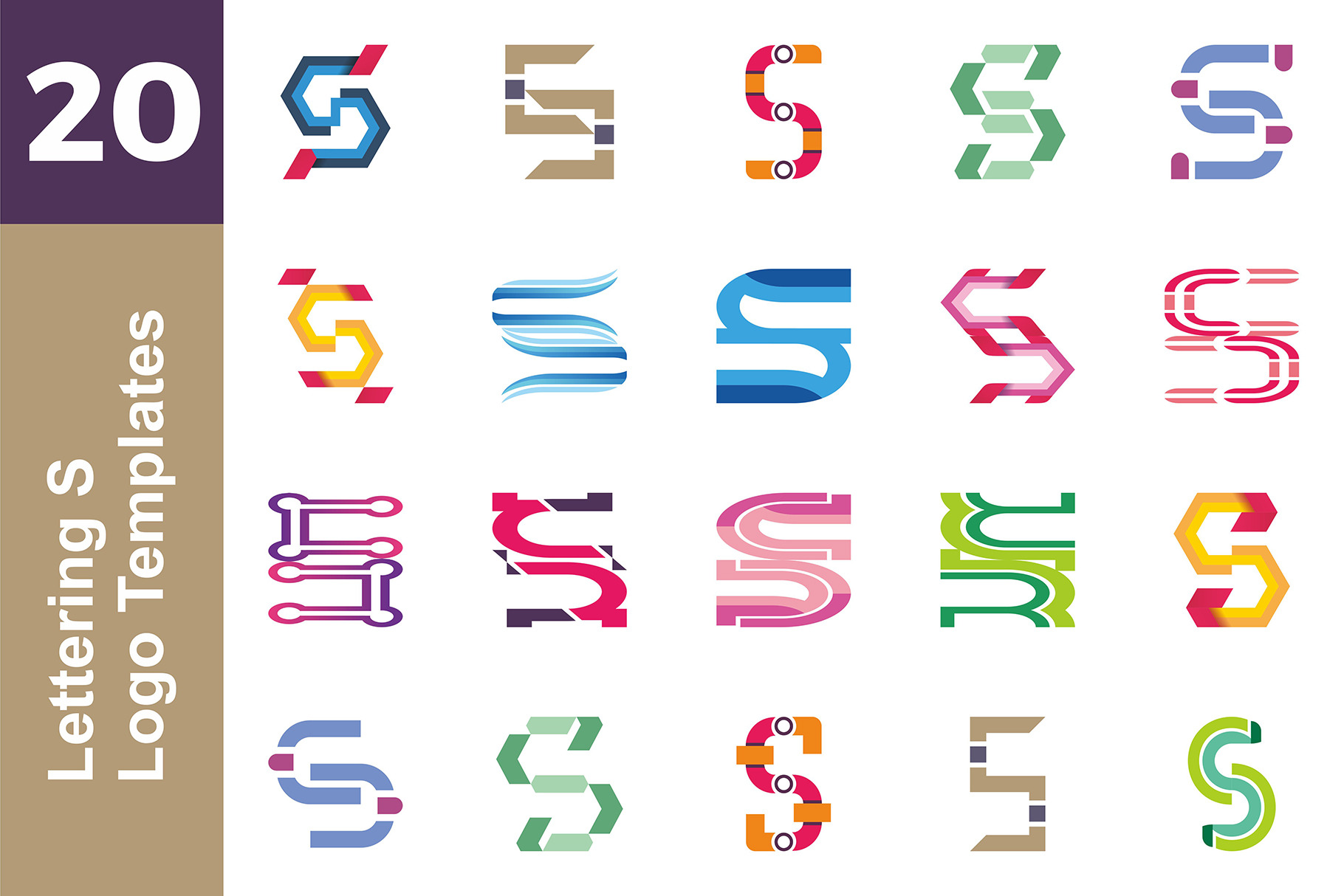 20 Logo Lettering S Template Bundle | Branding & Logo Templates ...