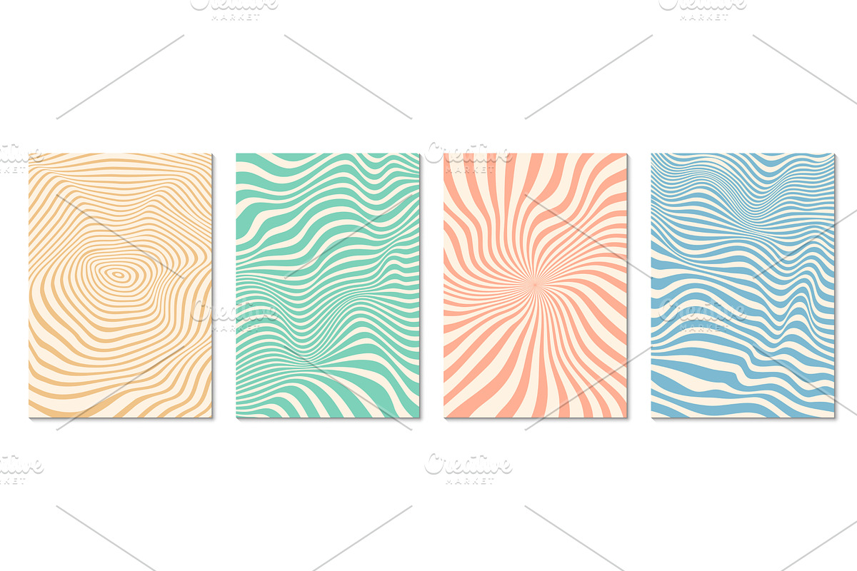 Retro psychedelic groovy pattern, a Decorative Illustration by Vector Tradition