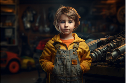 Resourceful Car mechanic child, an Industrial Photo by Ylivdesign