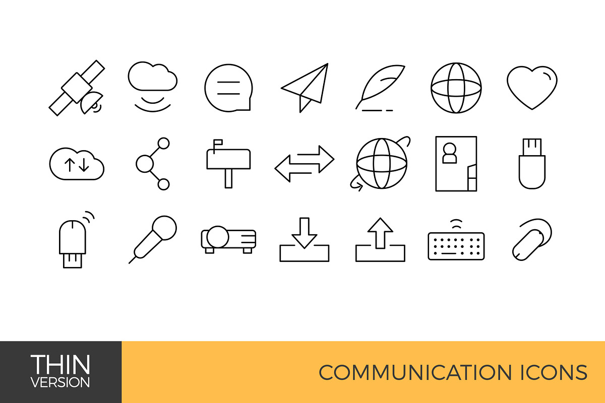 Communication Thin Line Icon set, an Outline Icon by Woo Graphics (Photo 3 of 3)