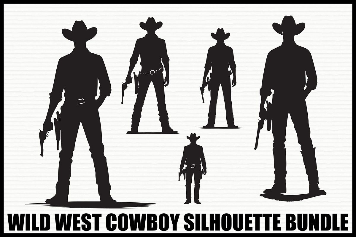 Wild West Cowboy Silhouette Set, an Illustration by Gfx_Store