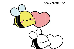Cute Bee SVG, Kawaii Honey Bee SVG, an Illustration by TheHitShop