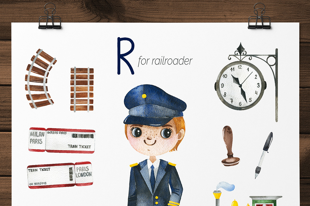 Cute Alphabet Professions. Part 2, an Object Graphic by Kate_Rina (Photo 6 of 17)