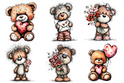 Valentine's Teddy Bear Clipart, an Illustration by Dream Creation (Thumbnail 6 of 7)