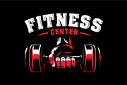 Fitness gym logo design, barbell, a Branding & Logo Template by swarnstudio (Thumbnail 1 of 3)
