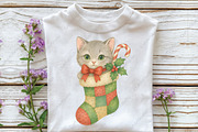 Christmas Cat Kitten Stocking PNG, an Illustration by CraftArtStudio (Thumbnail 2 of 4)