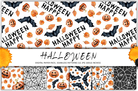 Happy halloween digital paper set
