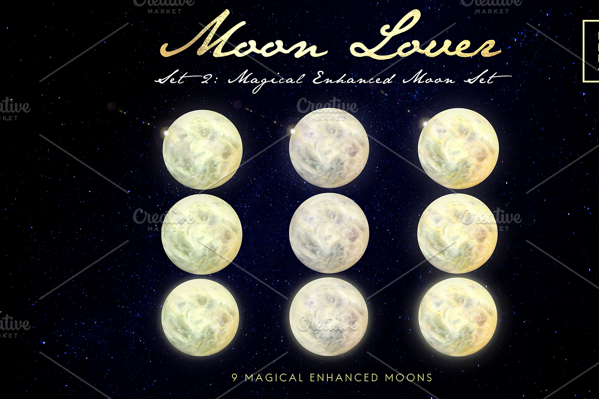 MOON LOVER MAGICAL MOON PNG OVERLAYS, an Object Graphic by Illumineer Media & Design (Photo 5 of 7)