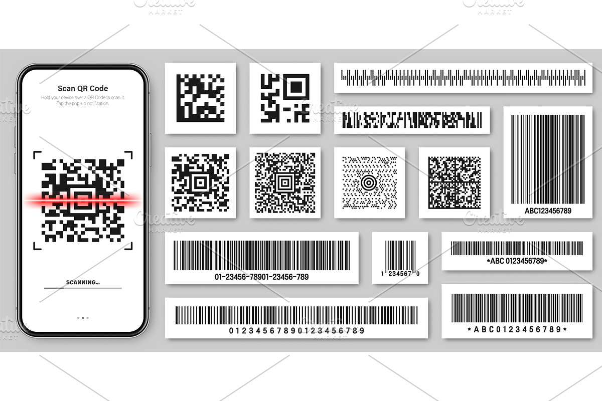 Product barcodes and QR codes, an Illustration by 32pixels