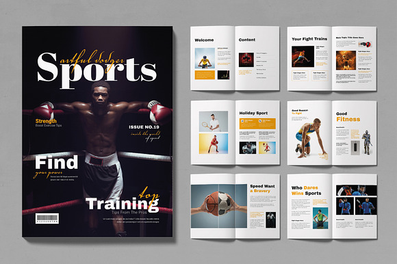 Sports Magazine Template Design preview 7