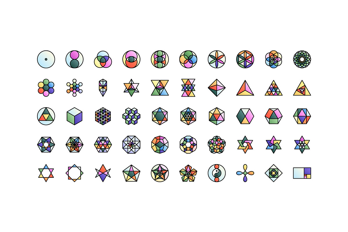 50 Sacred Geometry Icons, an Outline Icon by Side Project (Photo 2 of 9)
