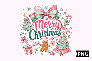 Merry Christmas Pastel Trees & Candy, a Seasonal Illustration by Creative Art