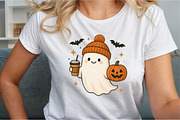 Cute Ghost Coffee Pumpkin Halloween, an Illustration by Sublimation Artist (Thumbnail 5 of 9)
