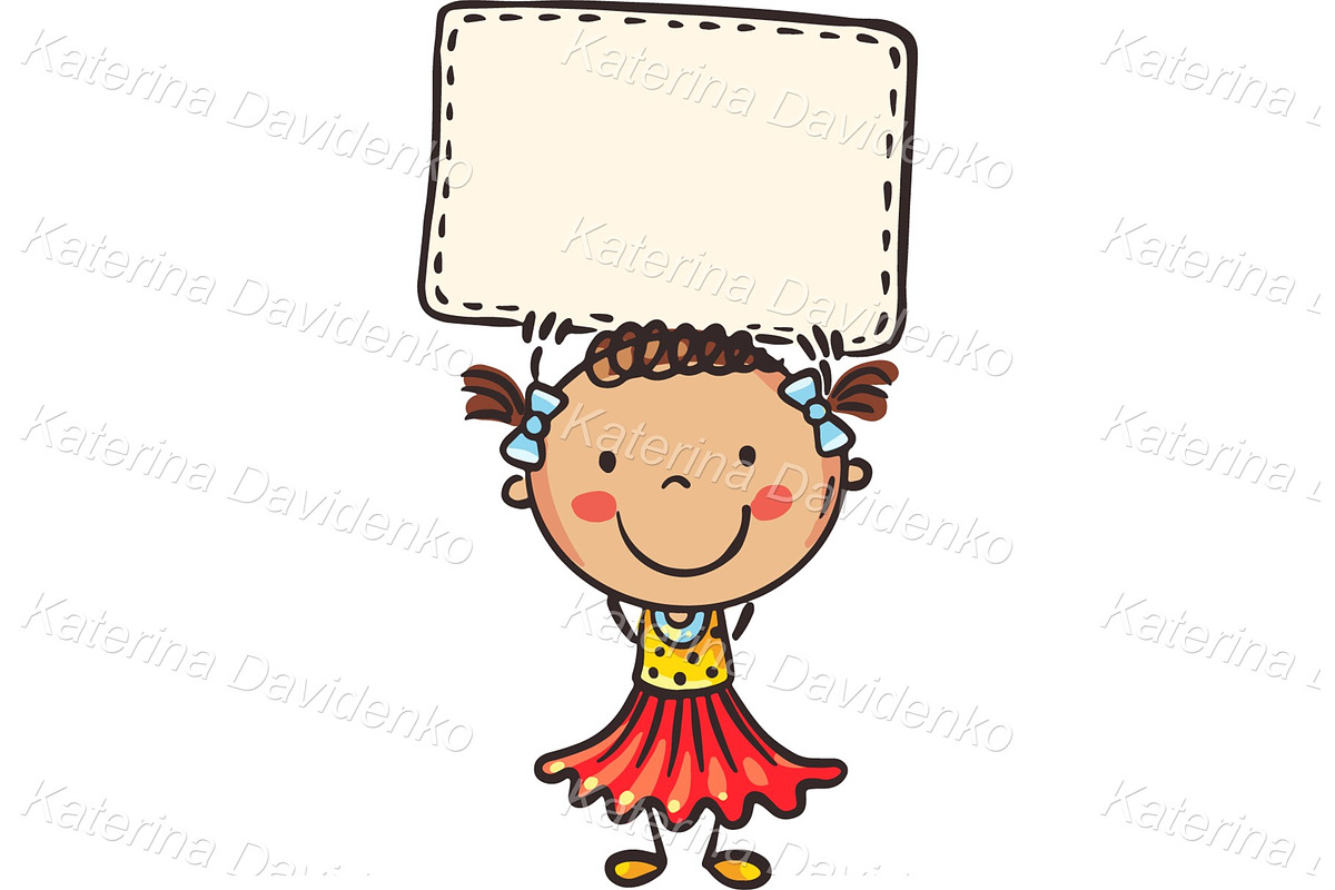 Happy childrens holding blank signs, a Person Illustration by Bubert Art (Photo 4 of 10)