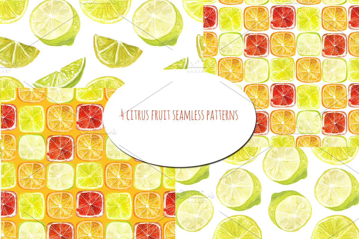 Set of watercolor citrus fruits, an Illustration by Elena Dorosh (Photo 4 of 6)