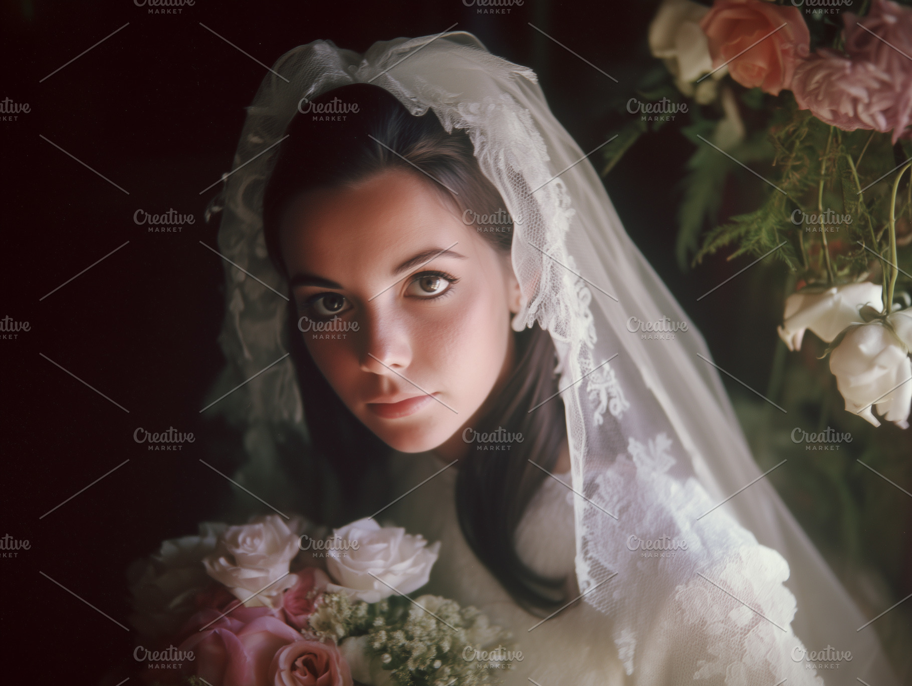 Retro Vintage Bride Veil Roses, an Arts & Entertainment Photo by k.tay