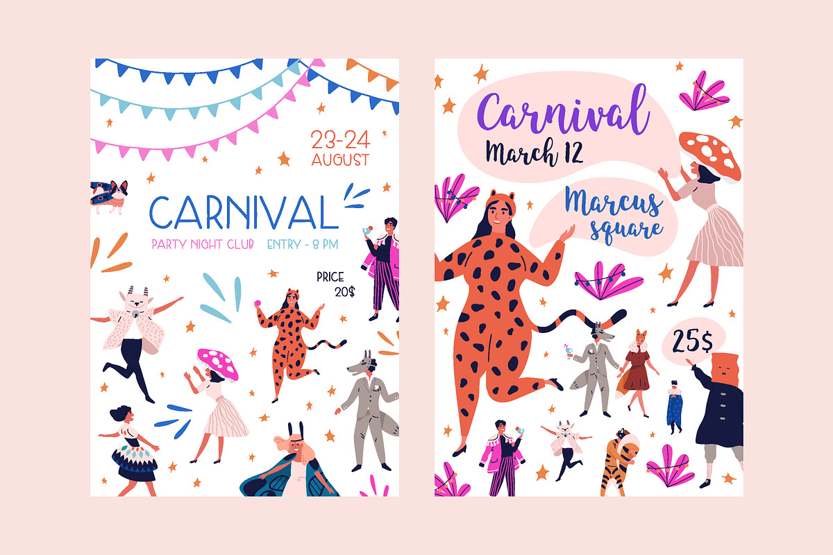 Сarnival party posters, background, a Decorative Illustration by Good Studio (Photo 3 of 9)