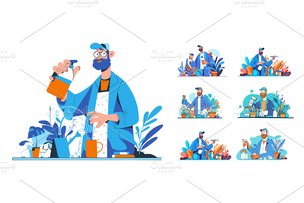Male gardener character cartoon, a Person Illustration by Onyx