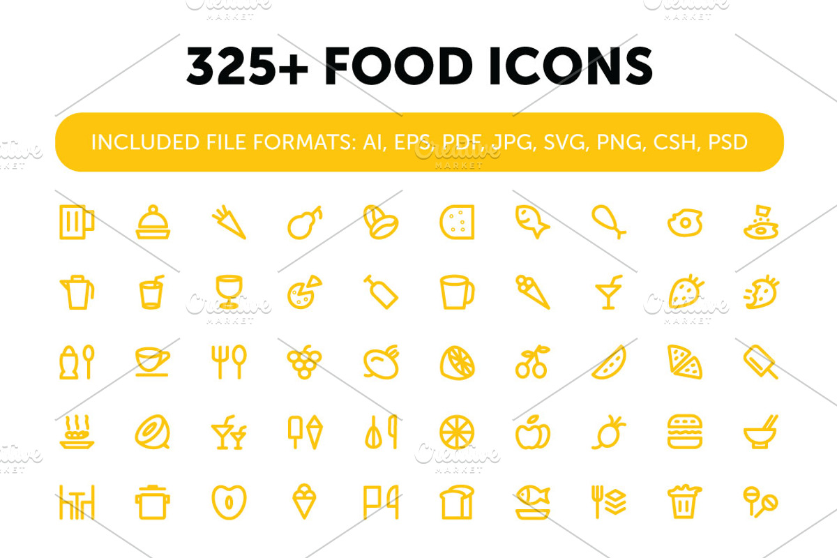 325+ Food Icons, an Icon by Vectors Market (Photo 1 of 5)