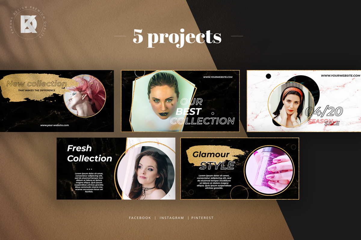 Gold / Glamour / Brush Social Media, a Social Media Template by Kahuna Design (Photo 4 of 6)