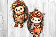 Cute Autumn Hedgehog Clipart Set, a Seasonal Illustration by V Design Creator (Thumbnail 4 of 9)