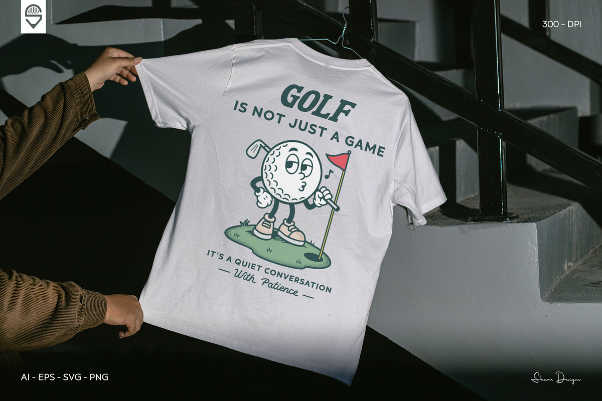 Retro Golf Ball Character T-Shirt, a Sport Illustration by shaondesigns (Photo 4 of 6)
