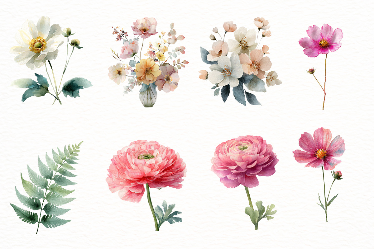 Romance Floral, Watercolor clipart, an Illustration by Designworld (Photo 4 of 5)
