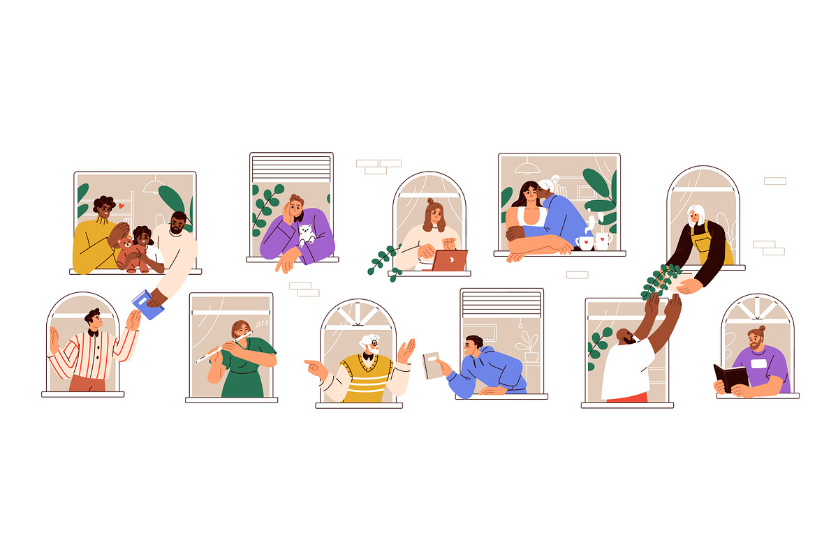Neighbors and neighborhood concept, a Person Illustration by Good Studio